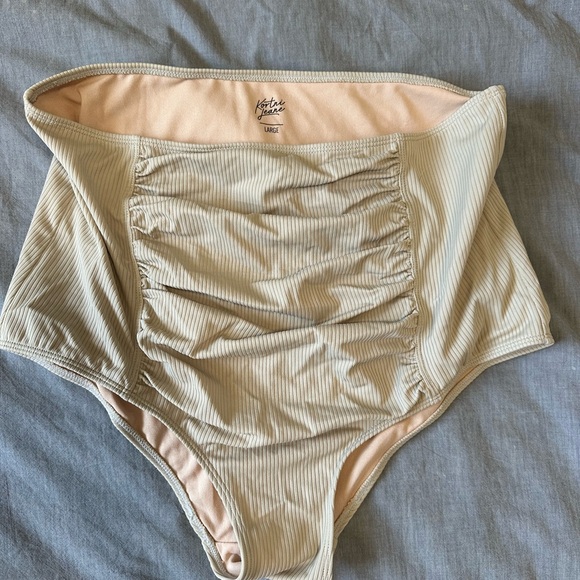Kortni Jeane High-Waisted Ribbed Swim Bottom - Picture 1 of 3